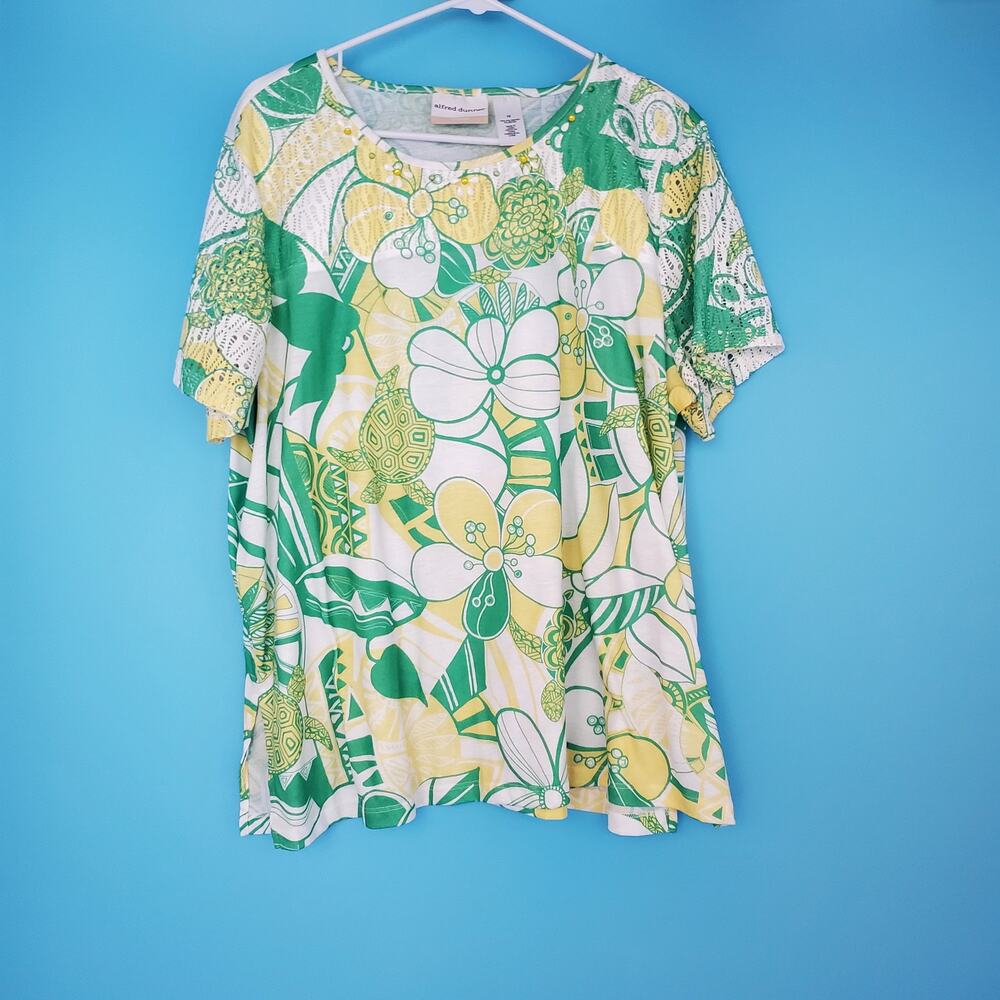 Alfred Dunner Blouse Size 1X Floral Short Sleeve Blouse